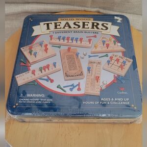 NWT Teasers 7 Different Solid Wood Brain Busters Exercise Game Tin 2001